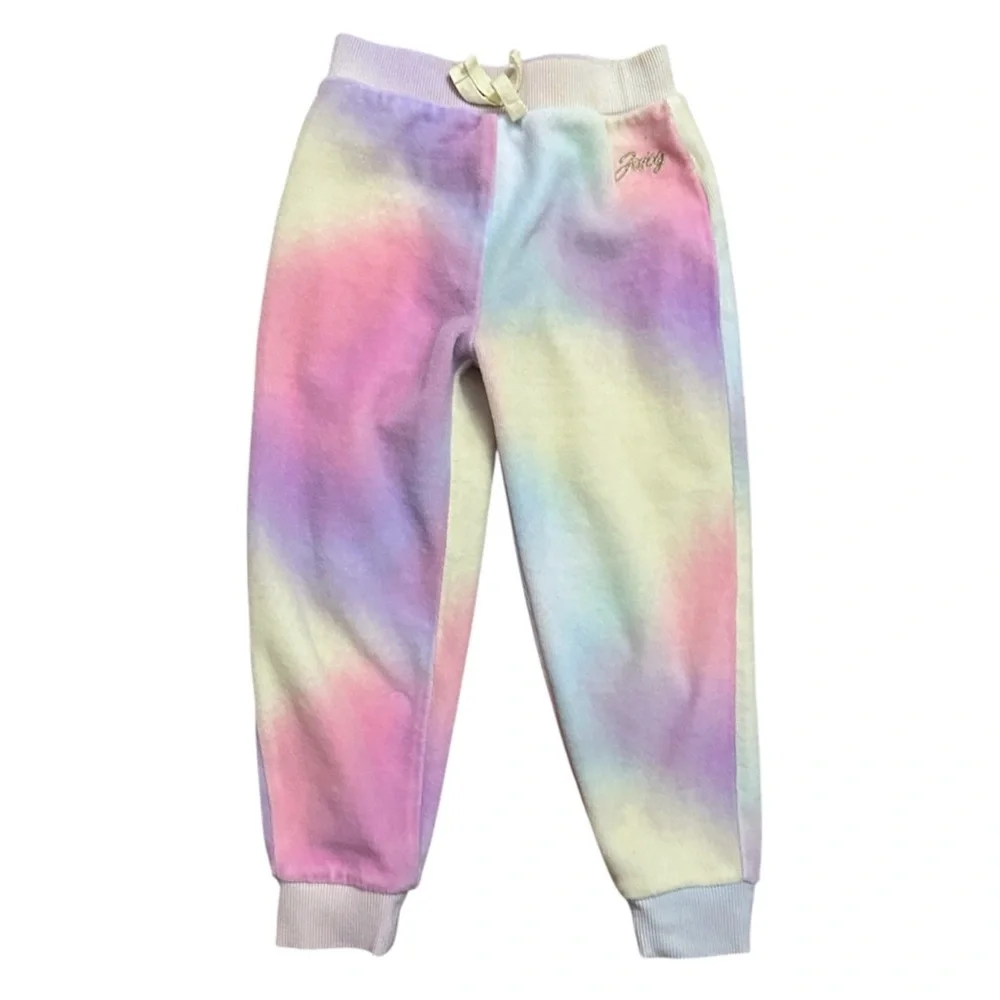 Juicy Couture Kids Tie Dye Rainbow Velour Pants Girls Size 4T Cute Spring